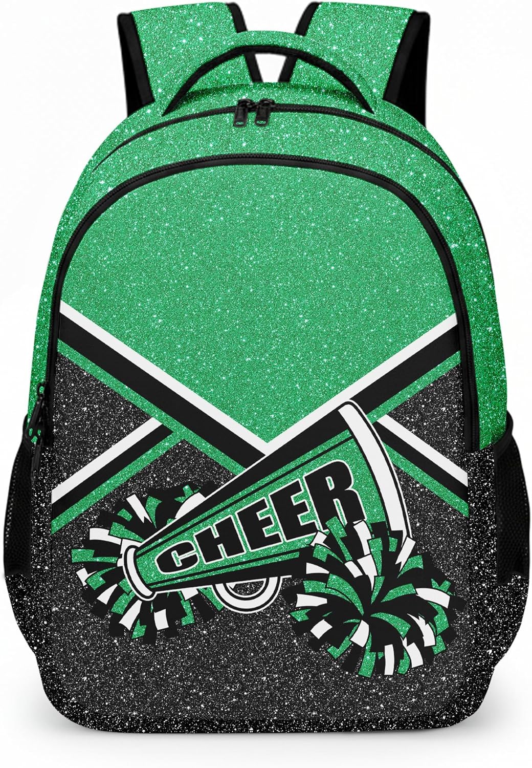 Cheer Backpack with Ribbon Keychain, Glitter Cheerleading Backpack for Women, Cheerleader Gifts (Green) - Image 3