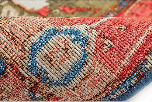 Miniatura 9 de Liora Manne Marina - Alfombra tejida duradera de perfil bajo para interiores y exteriores, color rojo Heriz, 7 pies 10 pulgadas x 9 pies 10 pulgadas