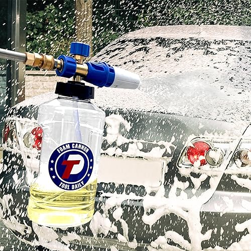 Miniatura 7 de Tool Daily Cañón de espuma para lavadora a presión, lanzador de espuma ajustable, lanza de espuma de nieve con M22 y conexión rápida de 14 pulgadas,