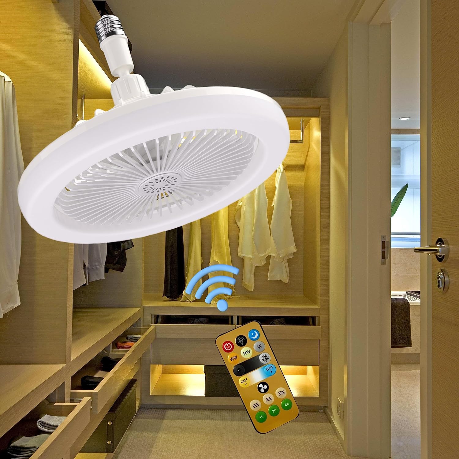 WOTOFULIN Socket Fan Light 10 Inches Socket Fan Ceiling Fan with Light