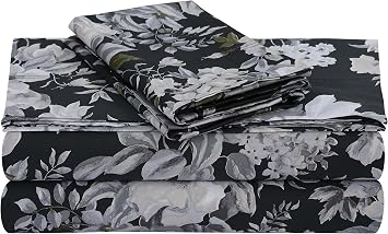 Tribeca Living Printed 300 TC Cotton Sateen Pillow Pair, King, Vernazza Charcoal