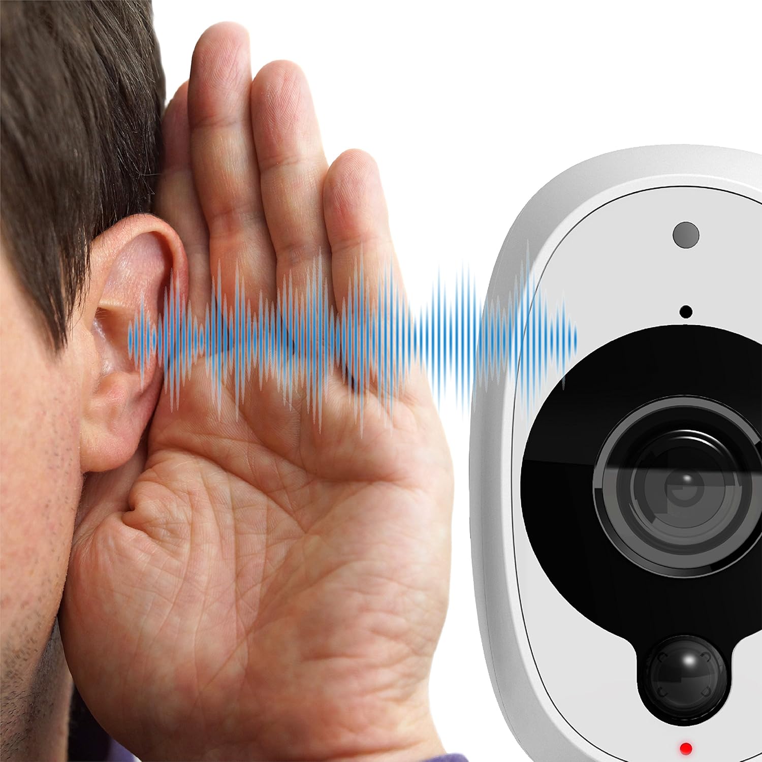 Swann Smart Security Camera mounted on an exterior wall of a house during winter, demonstrating outdoor use.