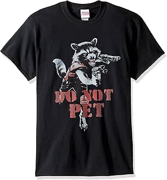 Marvel Men's Do Not Pet Rocket Raccoon TShirt, Black