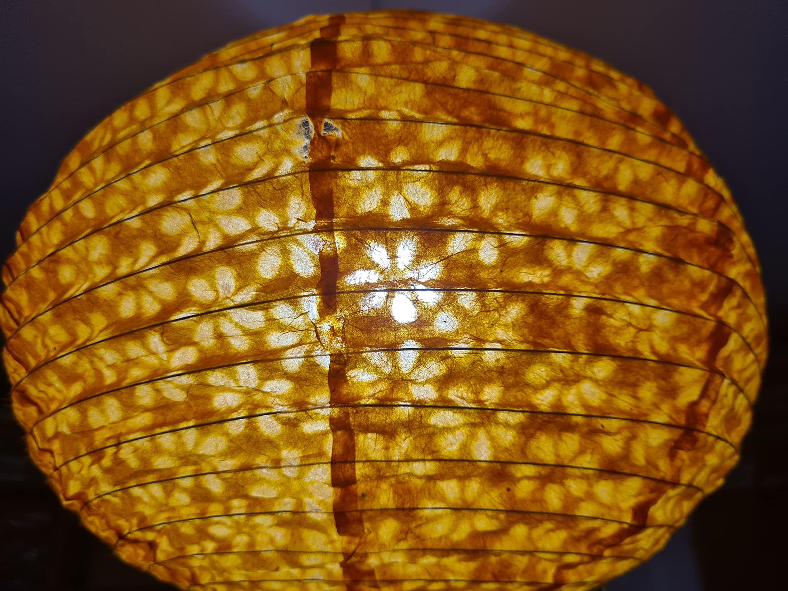 Lokta Lampshade, Petal Pattern, Lamp Shades, Handmade Lokta Paper Lampshade -Round Shape, Red, Yellow, White, Orange Colors - Hanging LampShades (Yellow)
