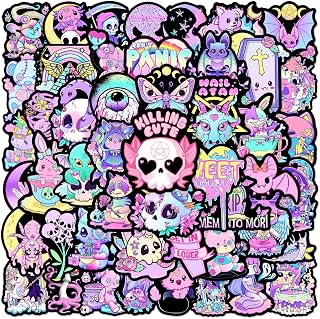 50 PCS Gothic Stickers,Pink-purple Gothic Sticker With Cool Personality,Waterproof Vinyl Decals for Kids Teens Adults,Sticker for Laptop Water Bottle Skateboard Helmet Luggage Guitar