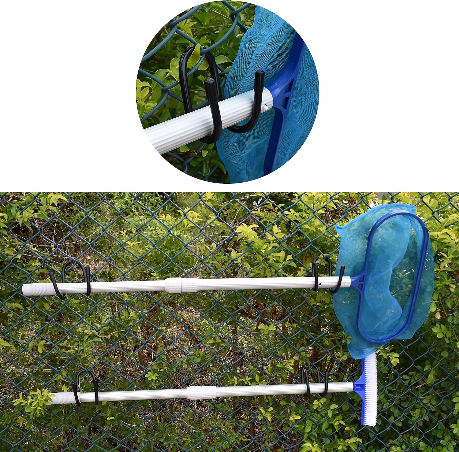 YYST Chain Link Fence Hangers for Link Fence, Chain Fence -to Hold Poles,Brushes,Leaf Rakes,etc Up to 2 Pound - No Pool Accessories (8)