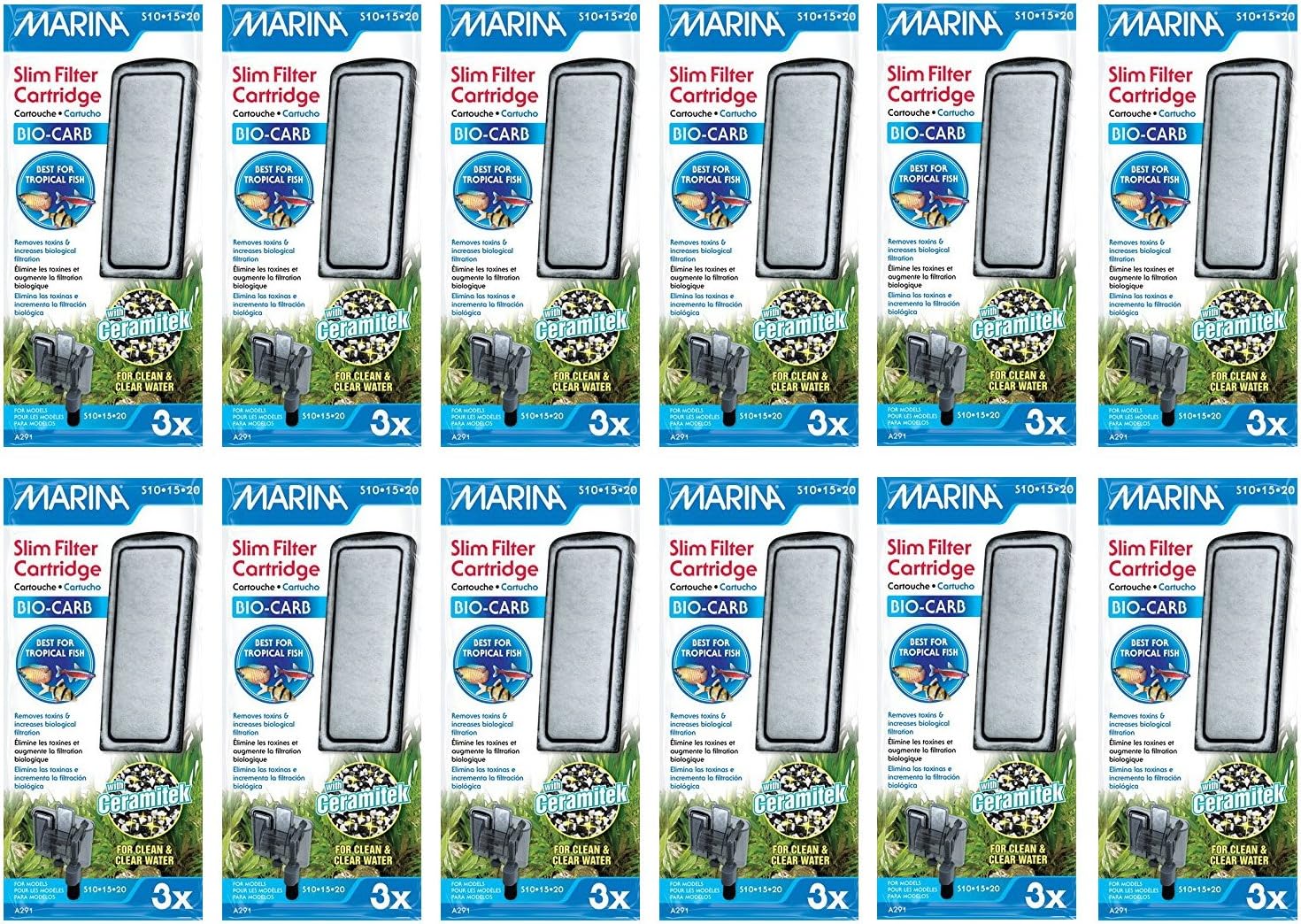 Marina Slim Filter Carbon Plus Ceramic Cartridge, 36-count