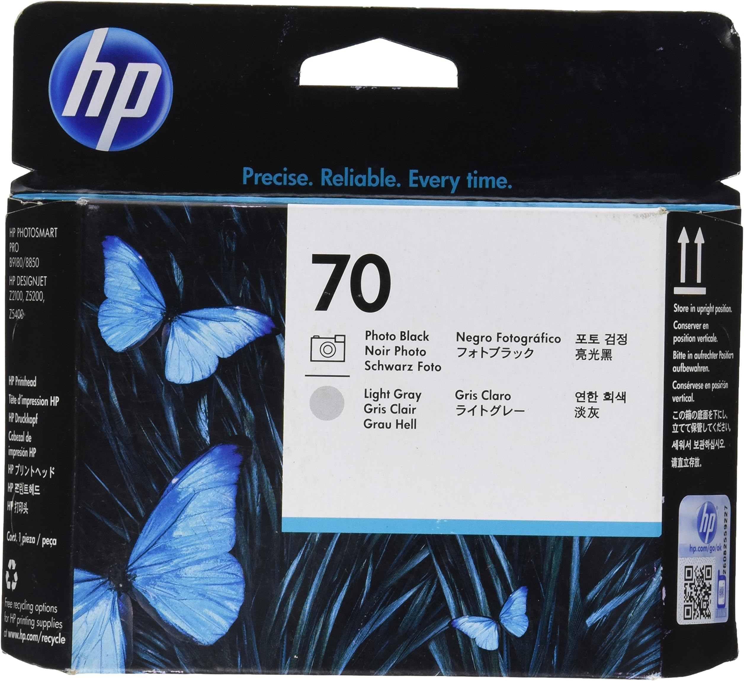 HP 70 Photo Printheads for Photosmart Pro B9180 Printers, Black and Light Gray