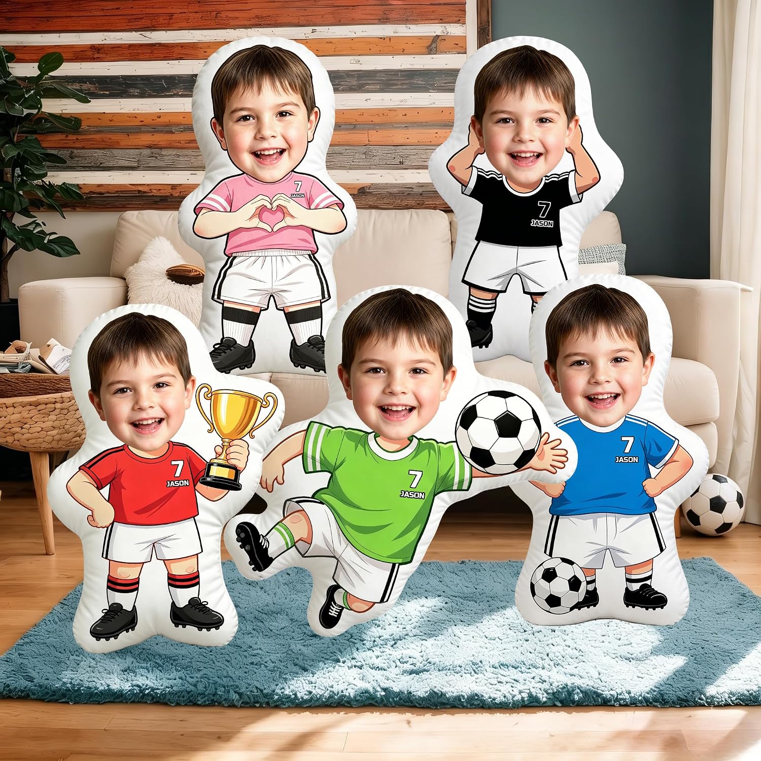 ArogGeld Personalized Soccer Player Pillow Custom Face Pillow