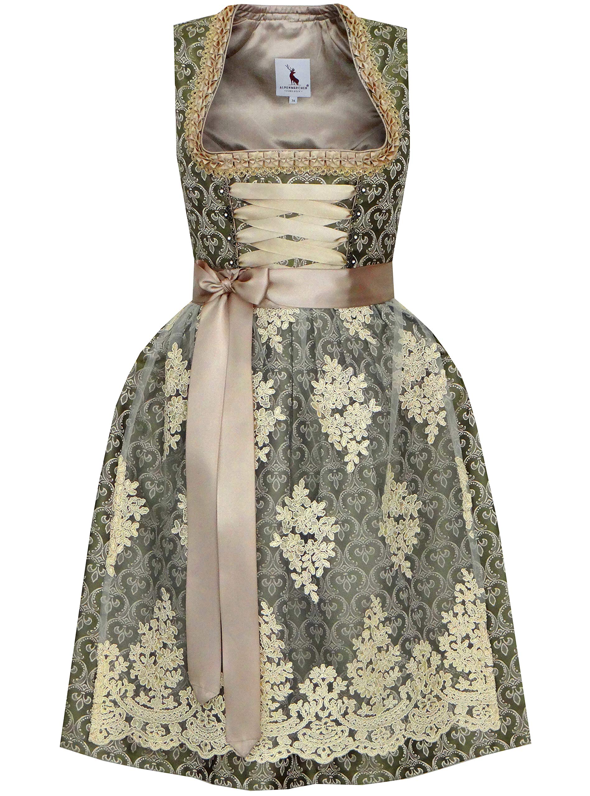 Alpenmärchen Midi Dirndl aus Exklusiver Kollektion für Adlige Gr. 32-54 - ALM667  
Alpenmärchen Midi Dirndl mit Spitzens