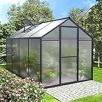 Vista 8 de Mupater Invernadero con marco de aluminio de 6 x 8 pies, invernadero de policarbonato resistente con puerta con cerradura y ventilación de techo
