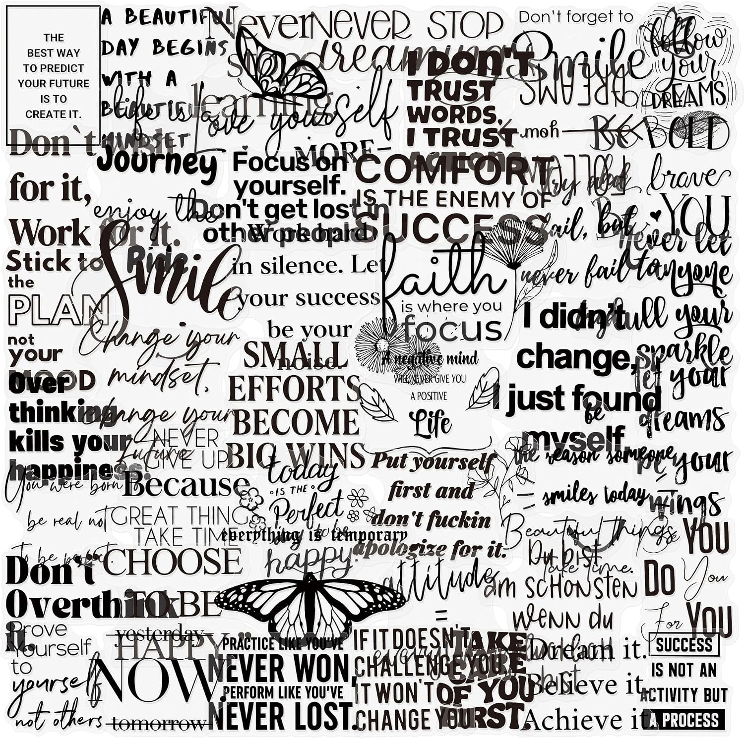 50Pcs Positive Motivational Quote Stickers Aesthetic Planner Stationery