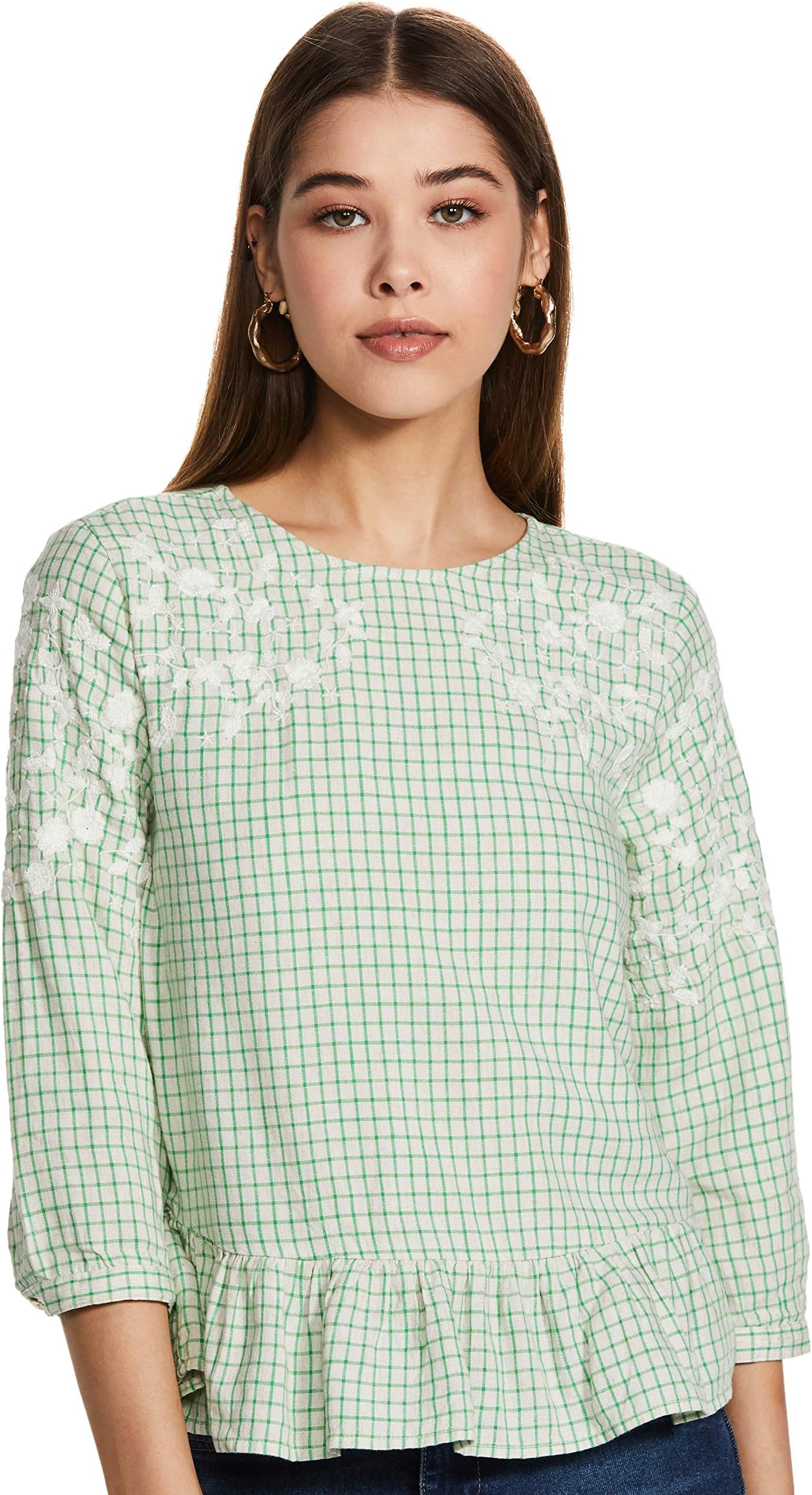 Womens Round Neck Embroidered Top