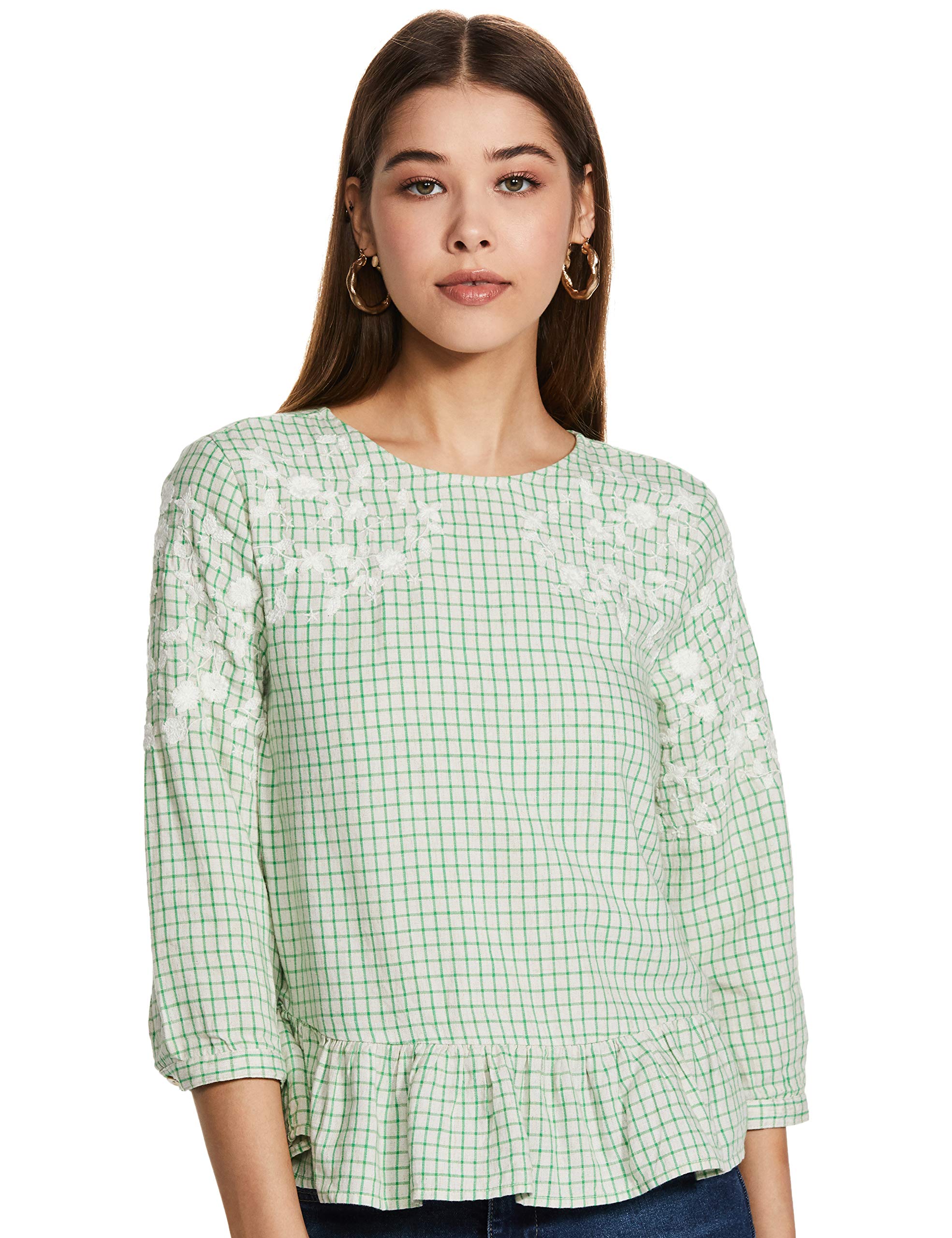 Womens Round Neck Embroidered Top