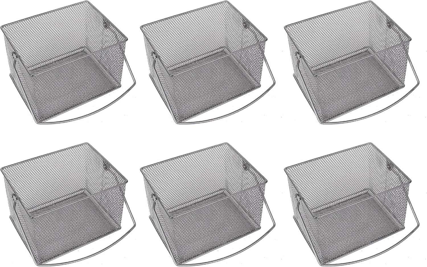 YBM Home Mesh Wire Food Storage Organizer Bin Basket with Handle for Kitchen Pantry, Cabinets, Bathroom, Laundry Room, Closets, Garage - Rectangle Metal Farmhouse Mesh Basket, 1 Unit (6)
