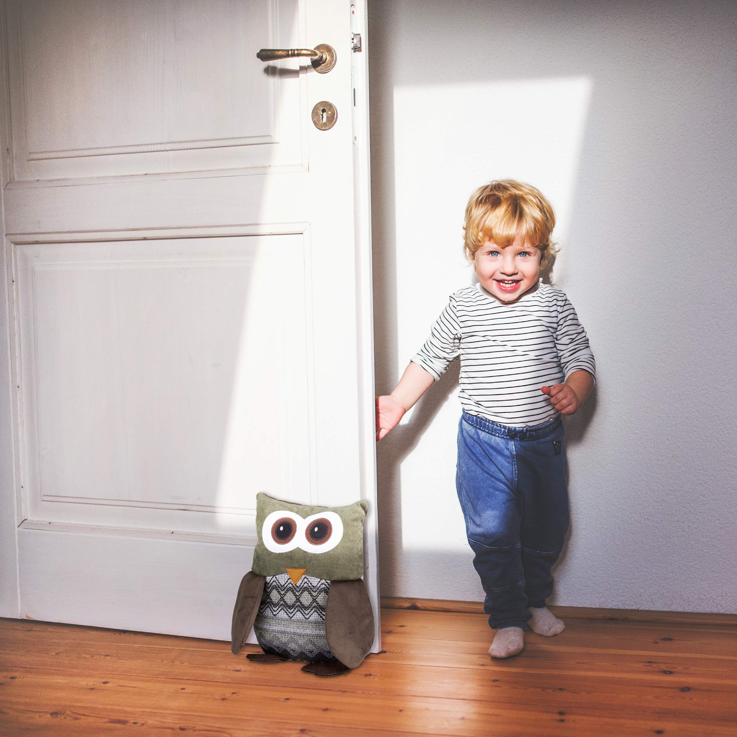 3x Gufo Fermaporta di Stoffa Sacco Ferma Porte da Pavimento per Bambini Decorativo HxLxP: 24 x 14 x 14 cm Marrone | Fermaporta per bambini, decorativo, 24 x 14 x 14 cm (altezza x larghezza x profondità)