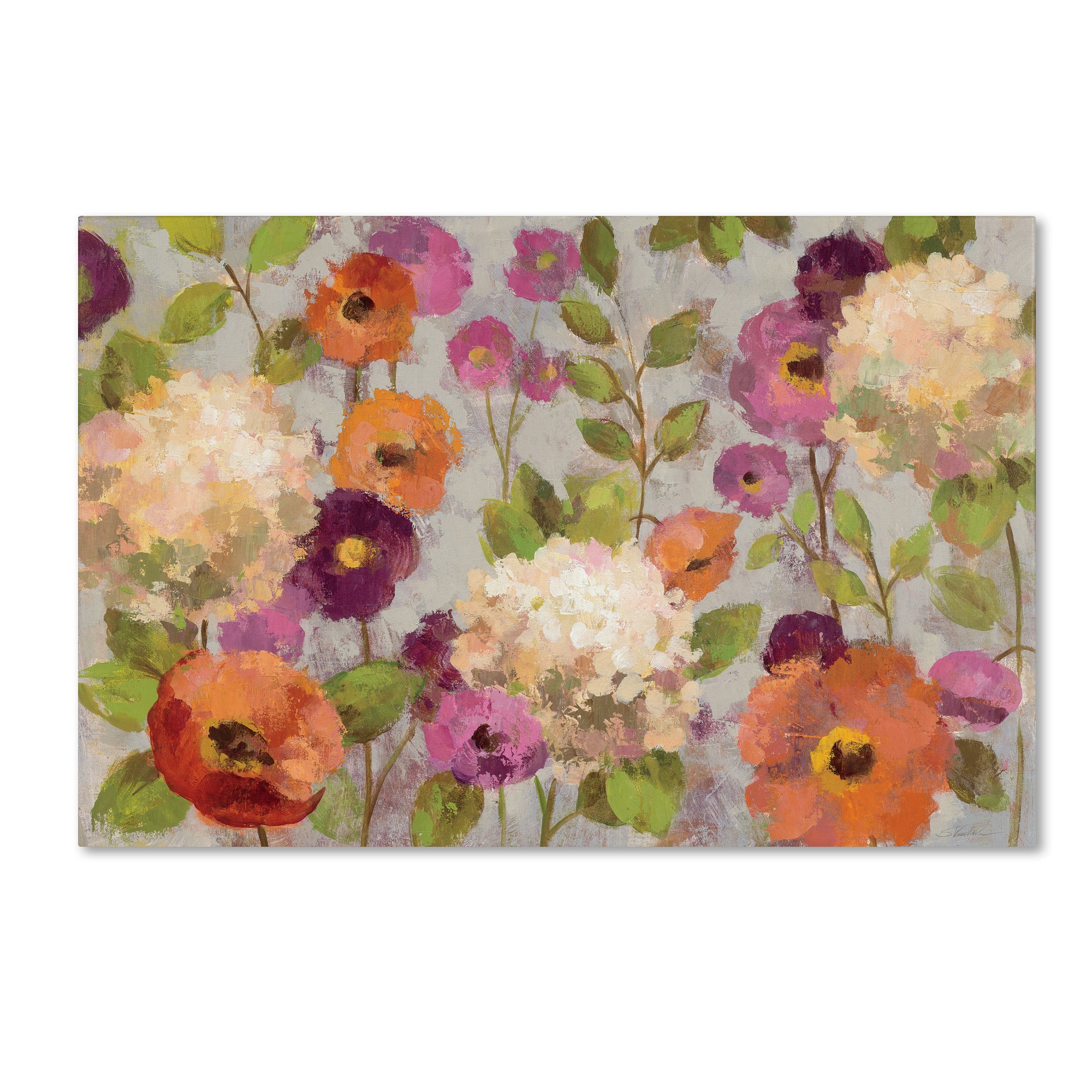 Hydrangeas and Anemones Artwork by Silvia Vassileva, 12 by 19-Inch Canvas Wall Art