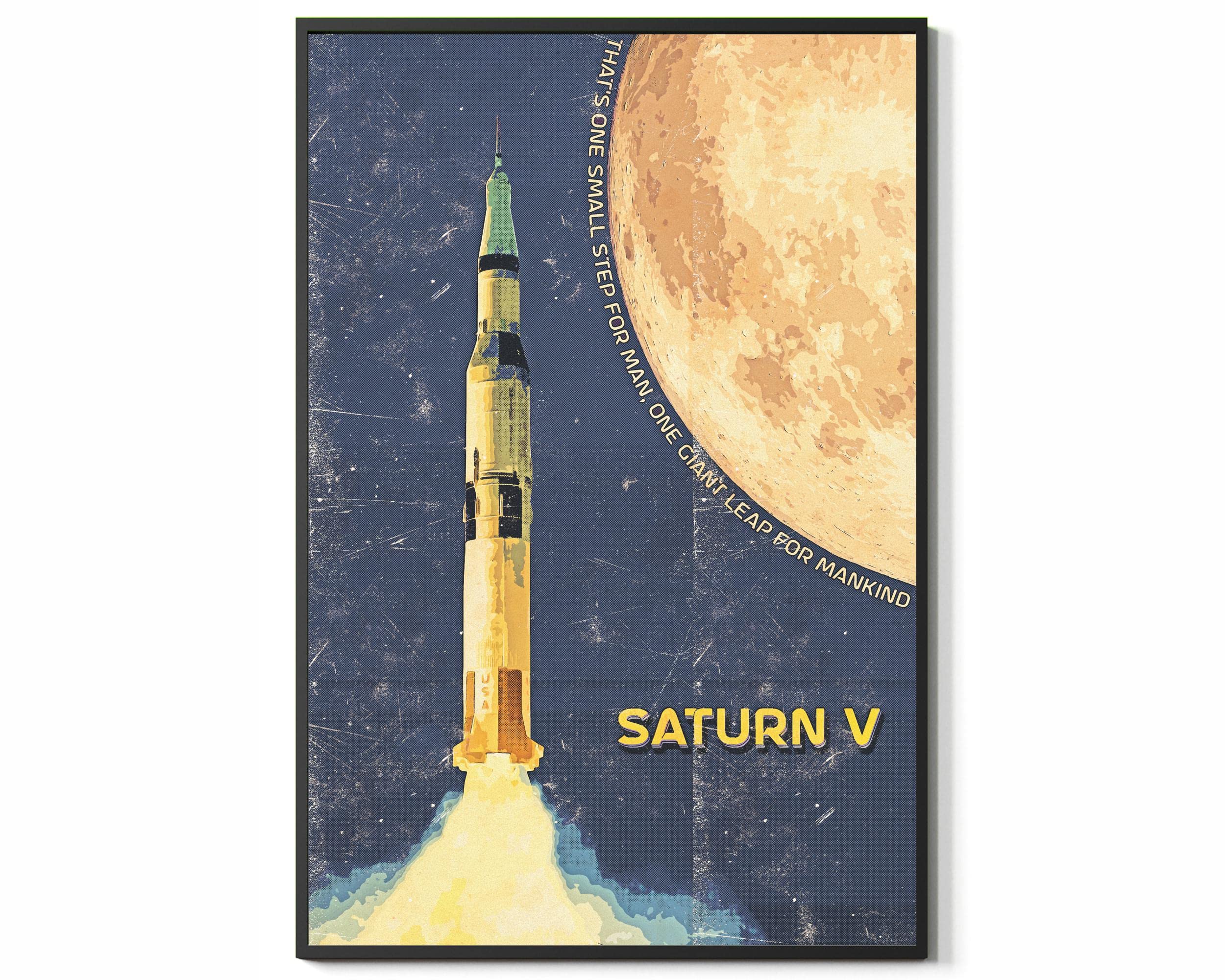 Saturn V Apolloo Rocket Poster Minimalist Spacecraft Painting Outer Space Travel Astronomy Wall Art Universe Planets Aesthetic Aircraft Art Prints For Home Studio Office Posters UNFRAMED