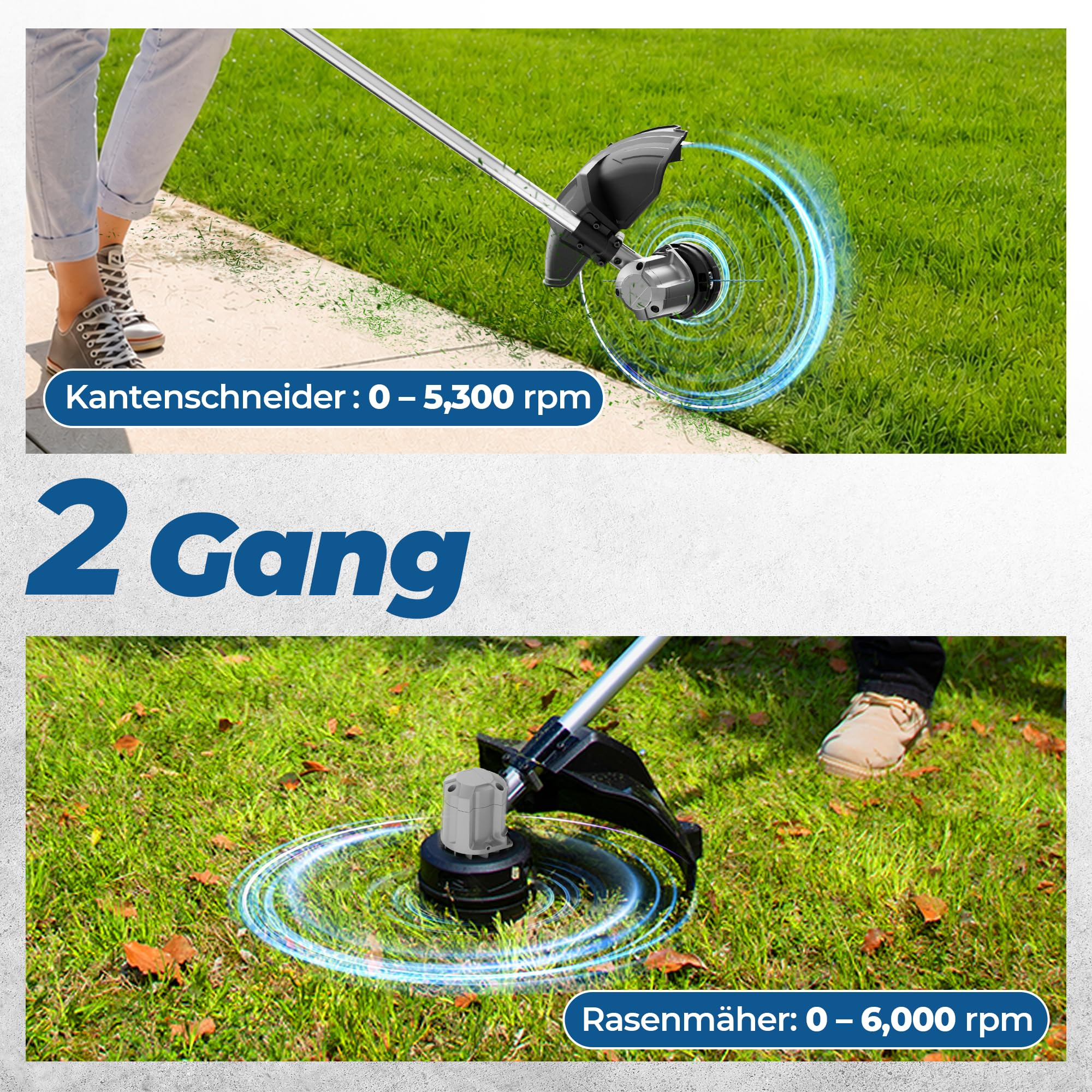Dong Cheng Akku Rasentrimmer & Kantenschneider 40V, 33cm Schnittbreite | TIPP-Automatik, 2x2,0Ah Akku, 2,0mm Doppelfaden, Bürstenloser Motor, 2 Gang für große Gartenflächen, Blumenbeete & Zaunkanten