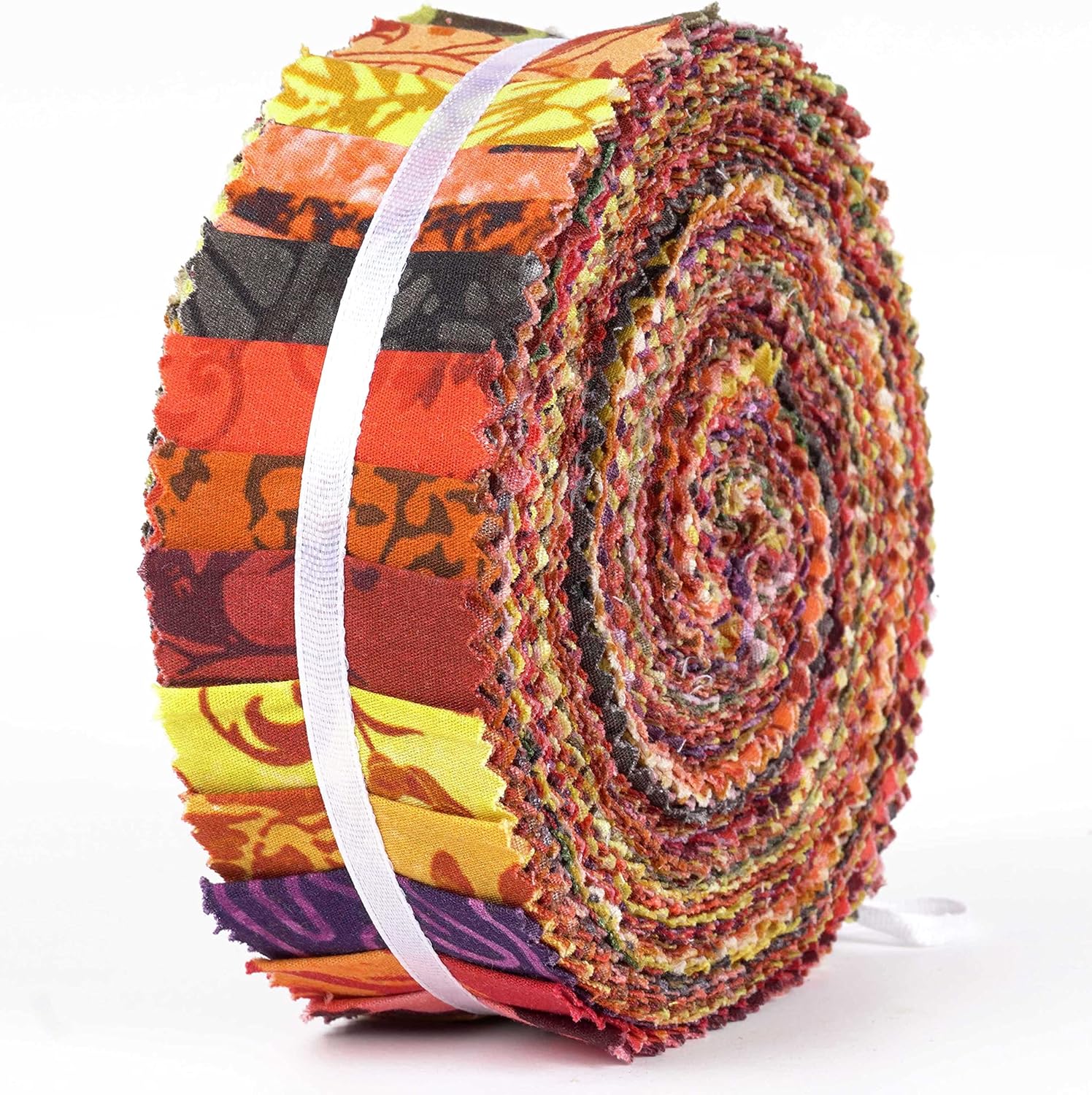 Soimoi 40Pcs Batik Print Precut Fabrics Strips Roll Up 1.5x42inches Cotton Jelly Rolls for Quilting - Mustard Yellow