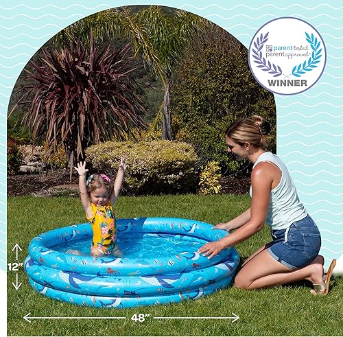 Miniatura 4 de Piscina inflable para niños pequeños, piscina redonda de plástico de 48 x 12 pulgadas, juego acuático al aire libre, juguetes para niños de 2, 3, 4
