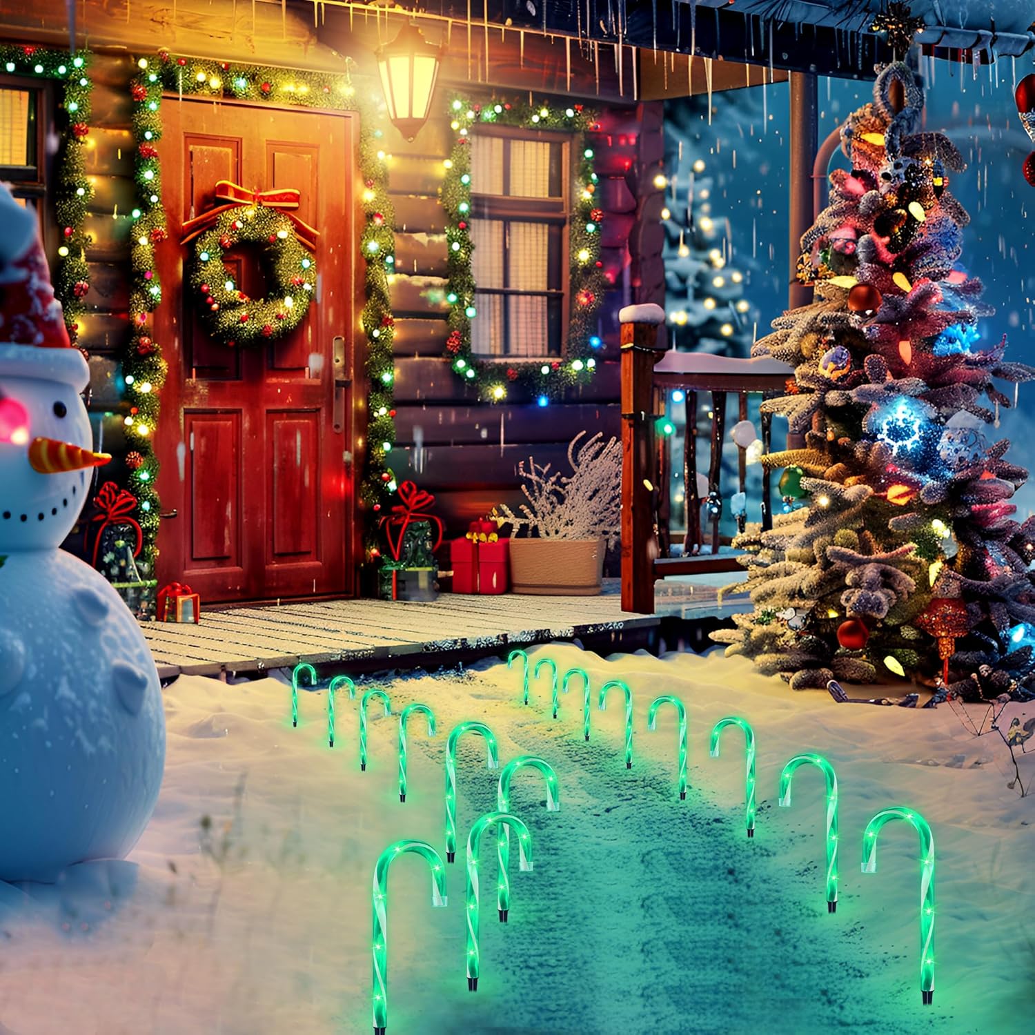 Ultimate Unicorn 10" Christmas Candy Cane Lights (10PCS) for Landscape Decoration, Outdoor Pathway Makers Lights, Candy Cane Walkway Lights Green(Include Stakes)