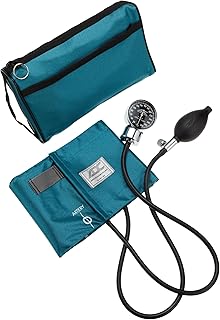 ADC Diagnostix 778 Pocket Aneroid Sphygmomanometer with Adcuff Nylon Blood Pressure Cuff, Adult, and Carrying Case, Teal