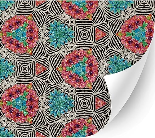 Miniatura 1 de SparklePrint - Vinilo de transferencia de calor con estampado floral (flores de caleidoscopio, 13.5 pulgadas x 3 yardas), vinilo impreso con flores,