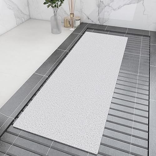 Miniatura 48 de Tapete antideslizante para bañera de 24 x 16 pulgadas para ducha interior, tapete de baño de esponja de PVC de secado rápido con orificio