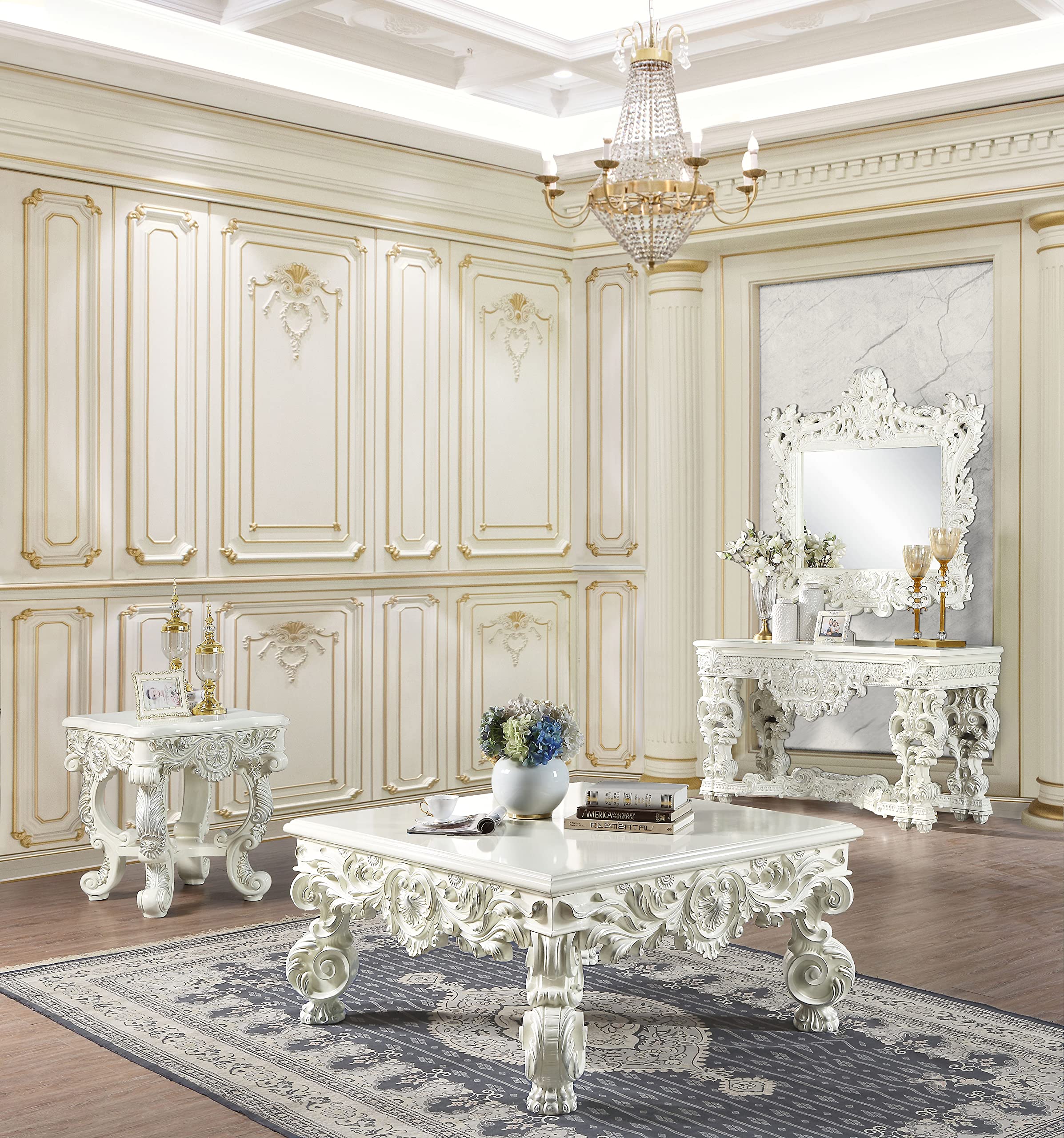 Amazon.com: Acme Adara Rectangular Wooden Frame Mirror in Antique