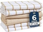 Kitchen Towels and Dishcloths Set - Pack of 6 Cotton Dish Cloths, 18”x 28”, Soft Hand Towels for Kitchen, Absorbent Tea Towels, Premium Kitchen Dish Towels, Quick Drying Cleaning Towels - Grey Towels
