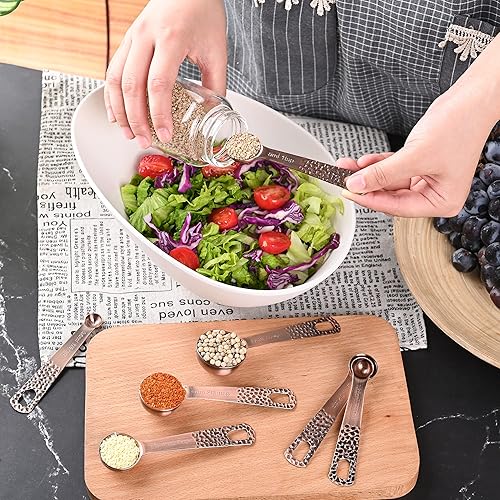 Miniatura 7 de Smithcraft Juego de tazas y cucharas medidoras, juego de tazas y cucharas medidoras de cobre, tazas y cucharas medidoras de acero inoxidable,