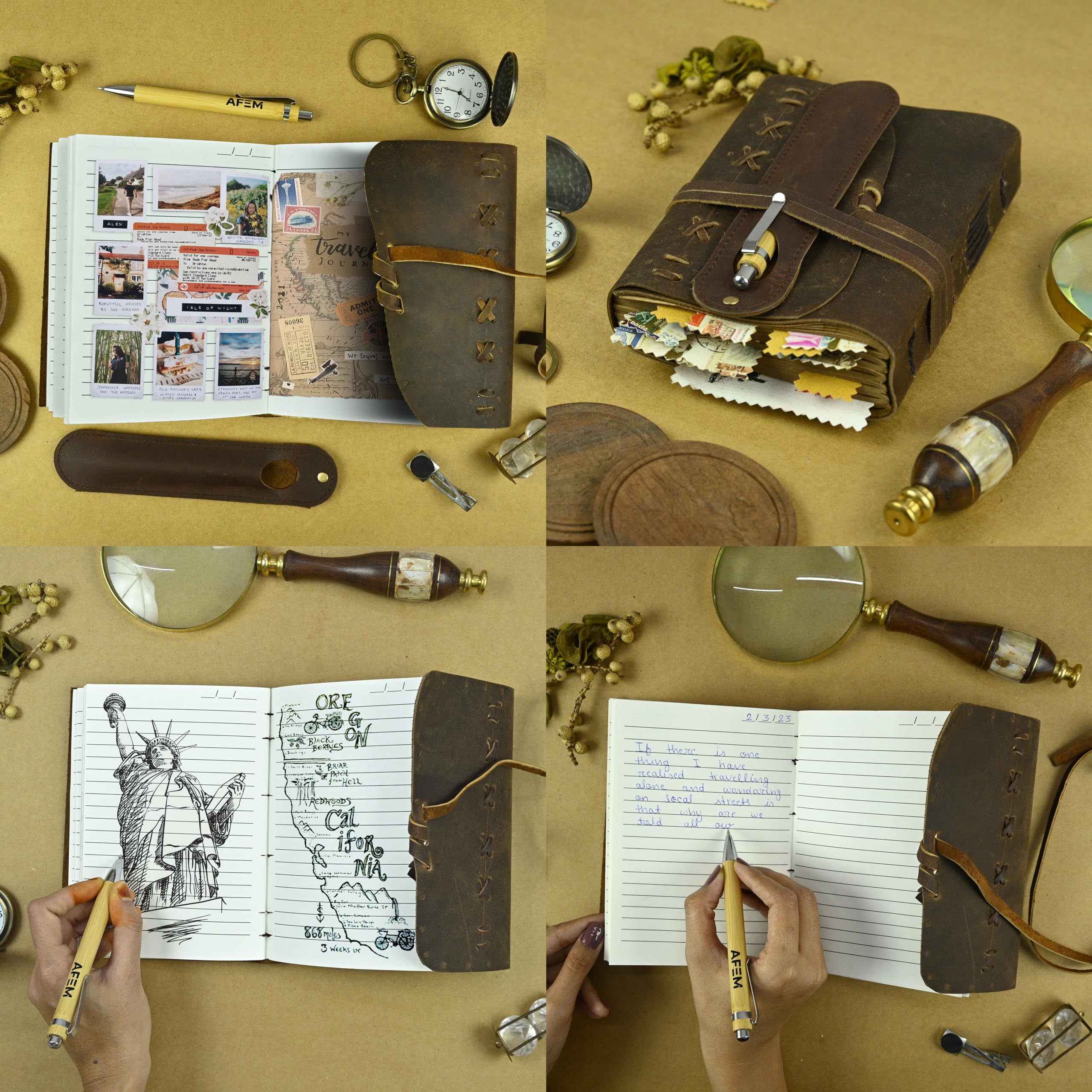 Amazon.co.jp: レザージャーナルノート 男女兼用 デイリーヴィンテージ