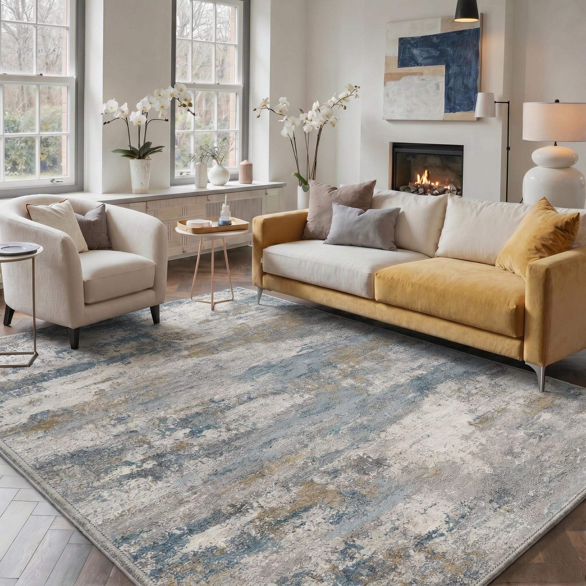 BEIMO 5X7 Area Rug for Living Room, Modern Abstract Washable Soft Non Slip