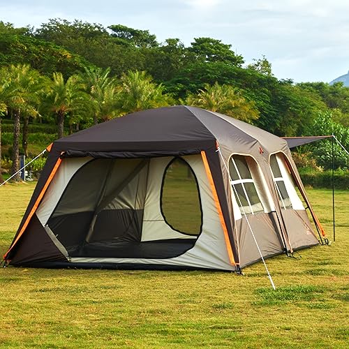 Miniatura 13 de KTT Extra Large Tent 6-10-12-14 Person(Style-B),Family Cabin Tents,2 Rooms,3 Doors and 3 Windows with Mesh,Straight Wall,Waterproof,Double Layer,Big