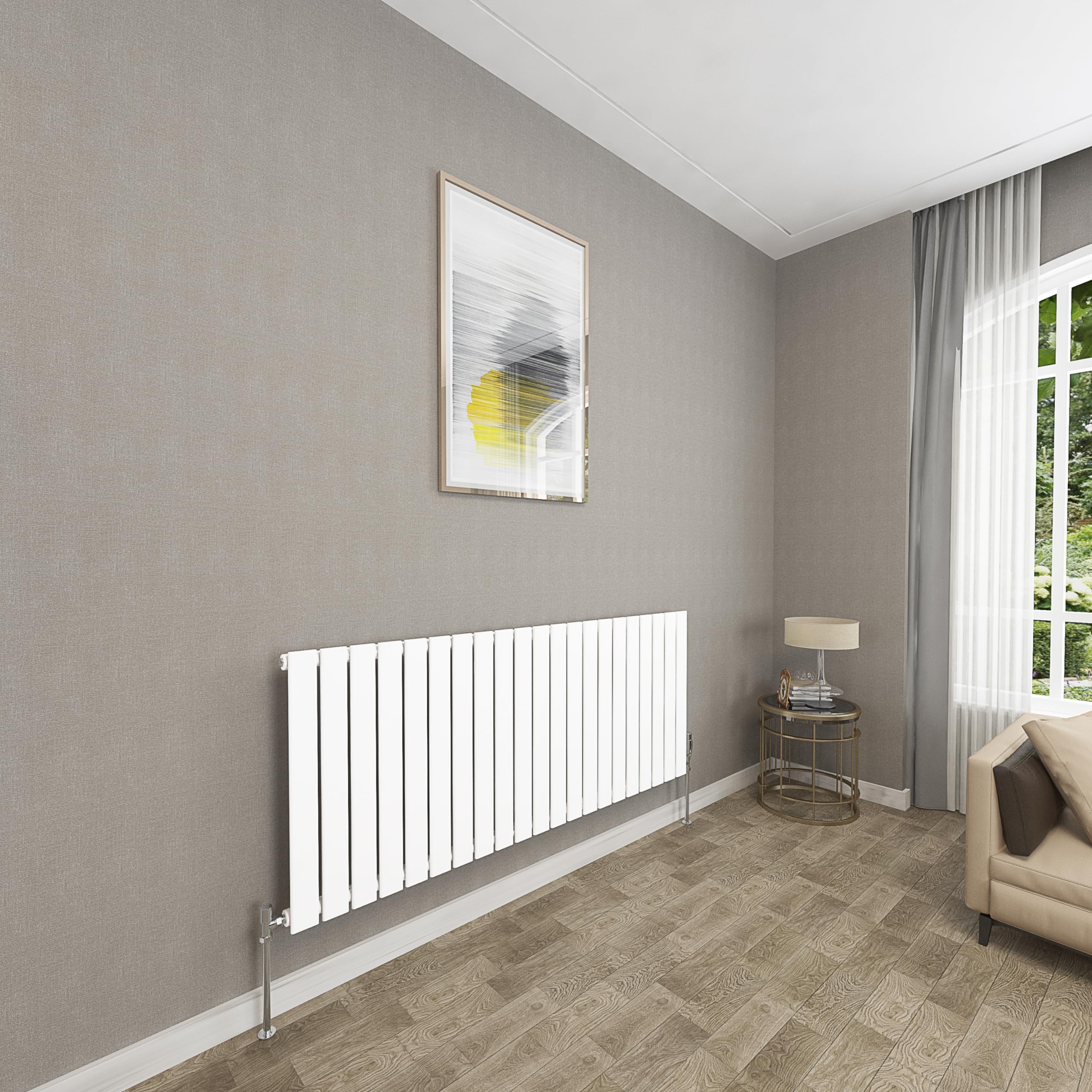 Sky bathroom | 600x1428mm Horizontal Designer Radiators White Flat Panel Single Panel Central Heating Radiator