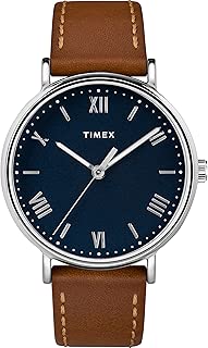 Timex Men's TW2R63900 Southview 41mm Tan/Silver-Tone/Blue Leather Strap Watch