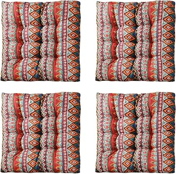 XJHKG Non Slip Kitchen Seat Cushions, Square Dining Chair Pads with Ties, Set of 4B-14,40x40cm