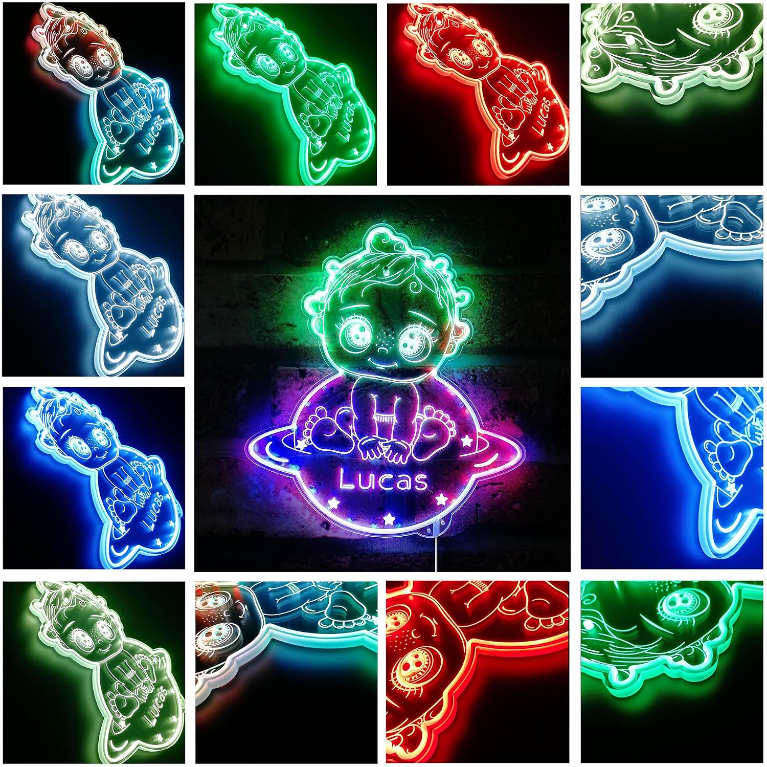 ADVPRO Name Personalized Baby Boy RGB Dynamic Glam LED Sign - Cut-to-Edge Shape - Smart 3D Decoration - Multicolor Signage - st06s44-fnd-p0036-tm