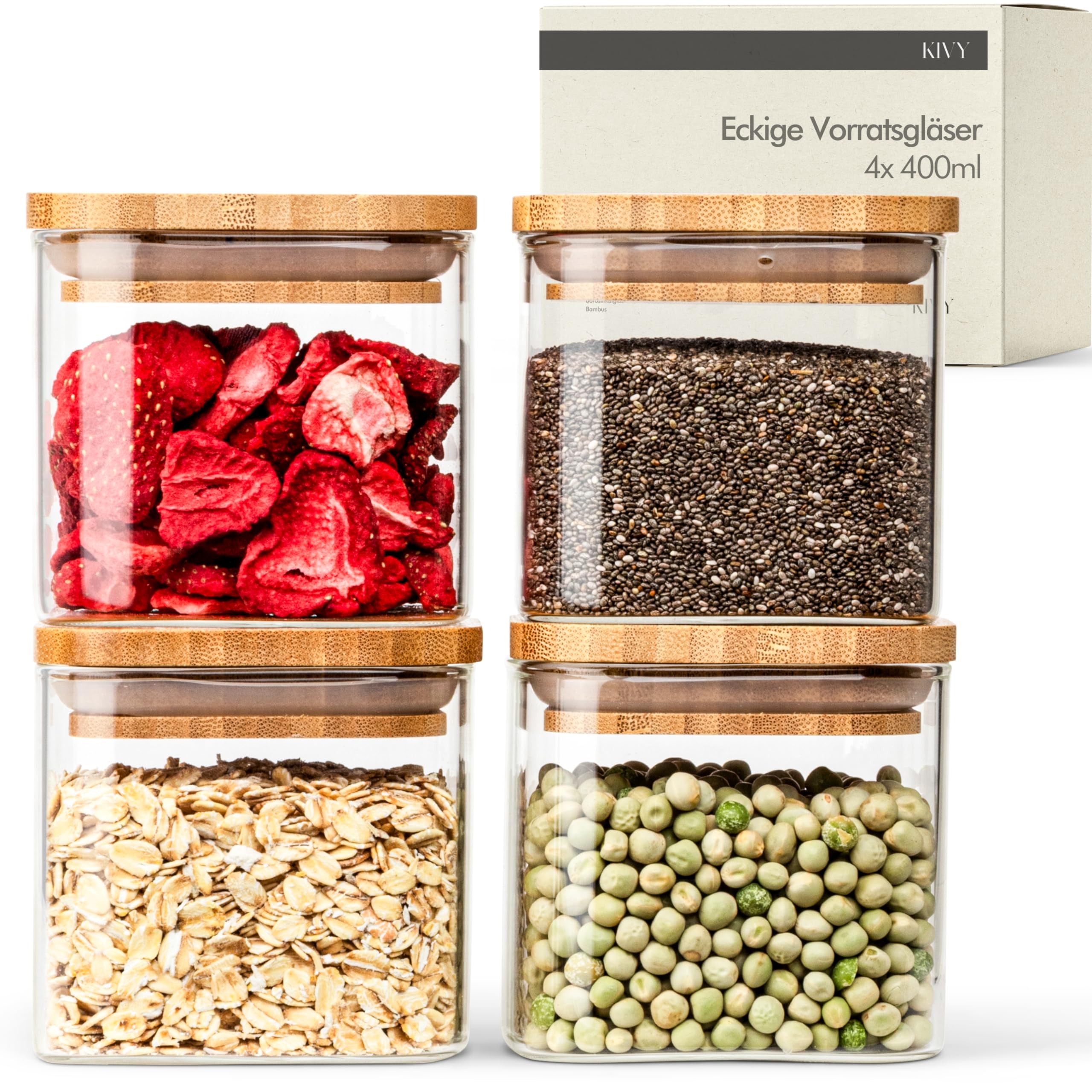 KIVY Vorratsgläser mit Deckel Luftdicht