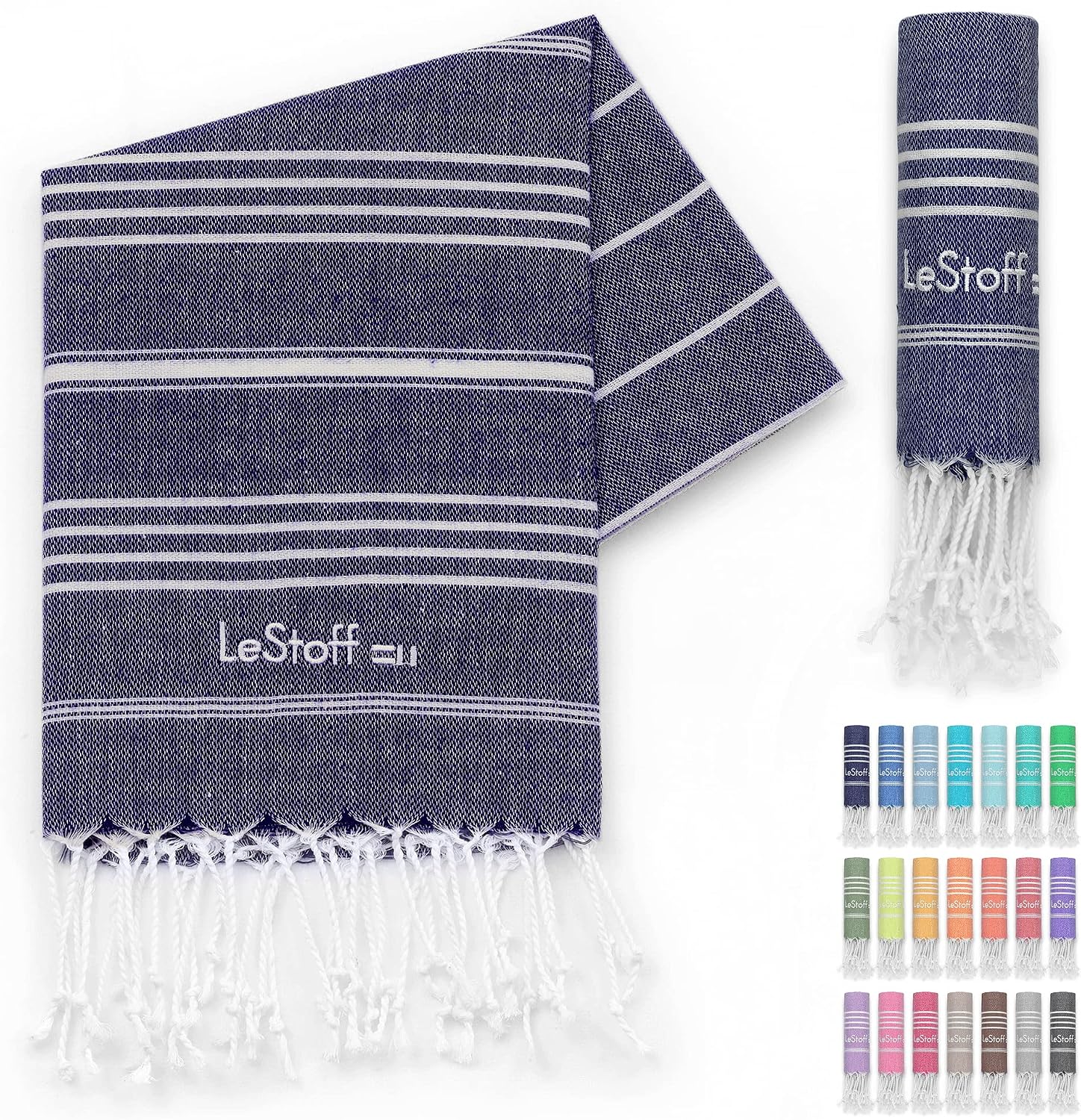 LeStoff Premium Hammam Towel, 100% Organic Cotton, Pre-washed Sustainable Absorbent & Quick-drying, Beach, Bath, Shower, Yoga