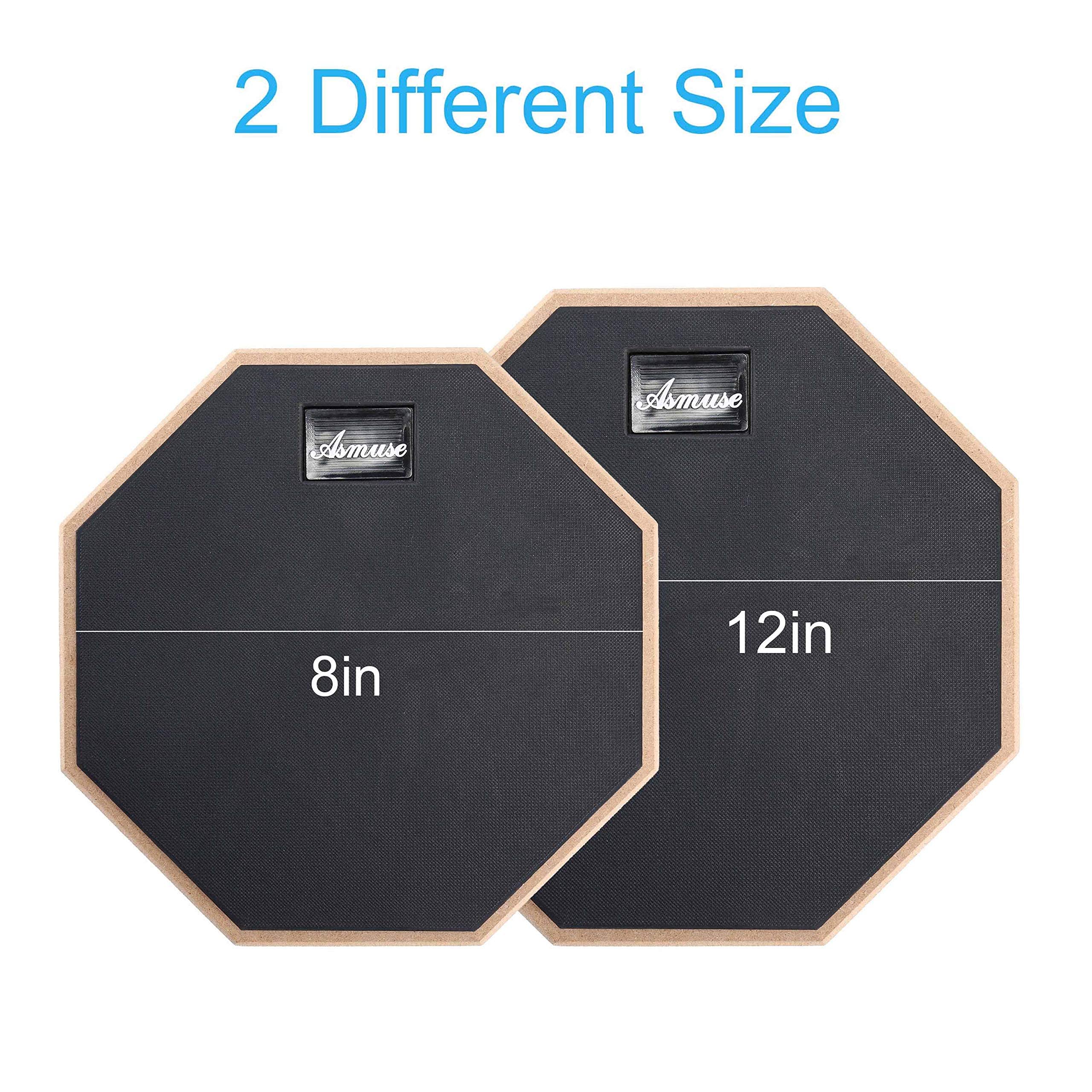 Asmuse Pad per Allenamento 12" RealFeel Drum Pad in Gomma Naturale Muto Practice, Bacchette in omaggio