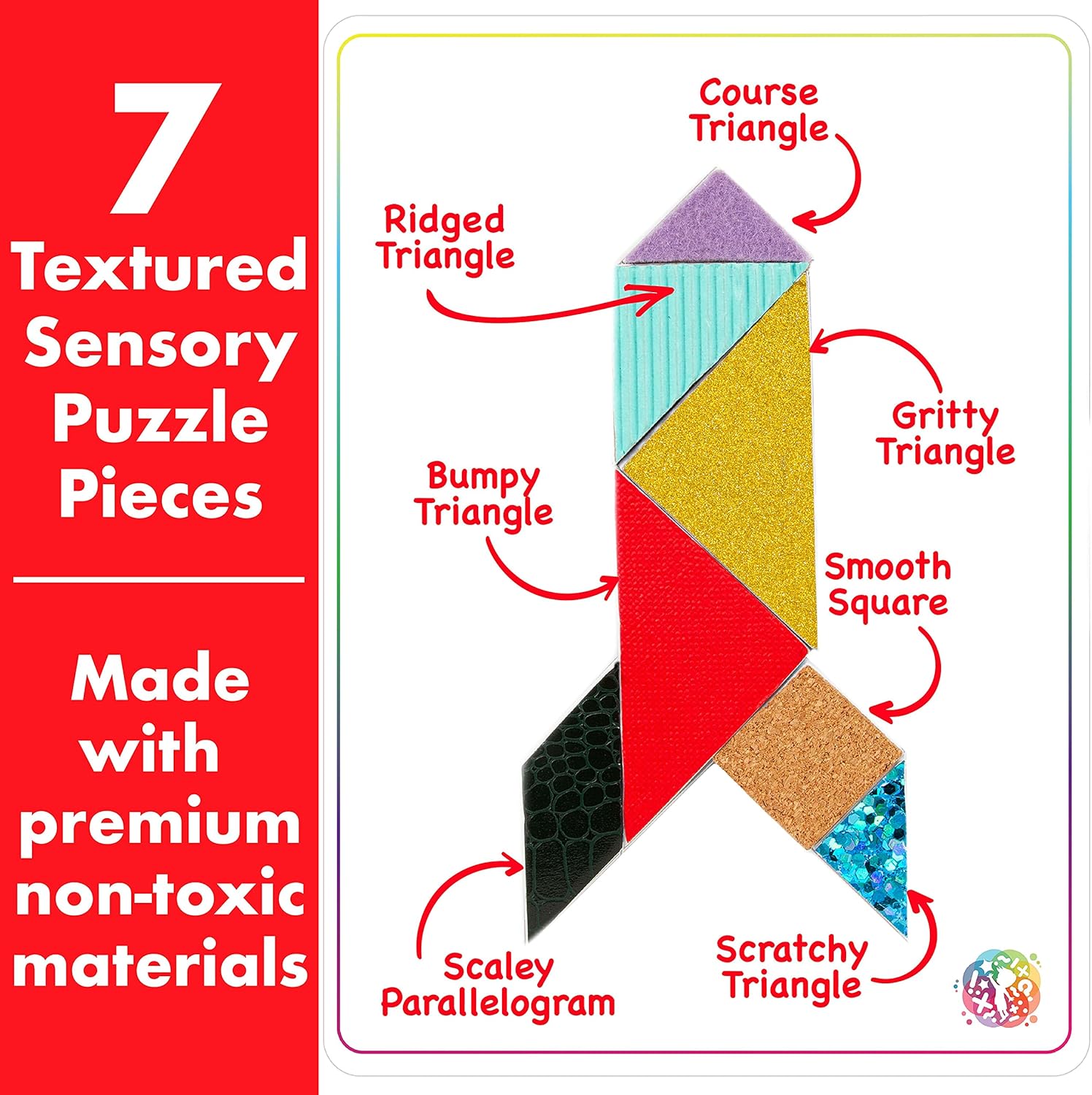 Sense & Grow Kids Unique Textured Tangram Puzzle, Age 6+