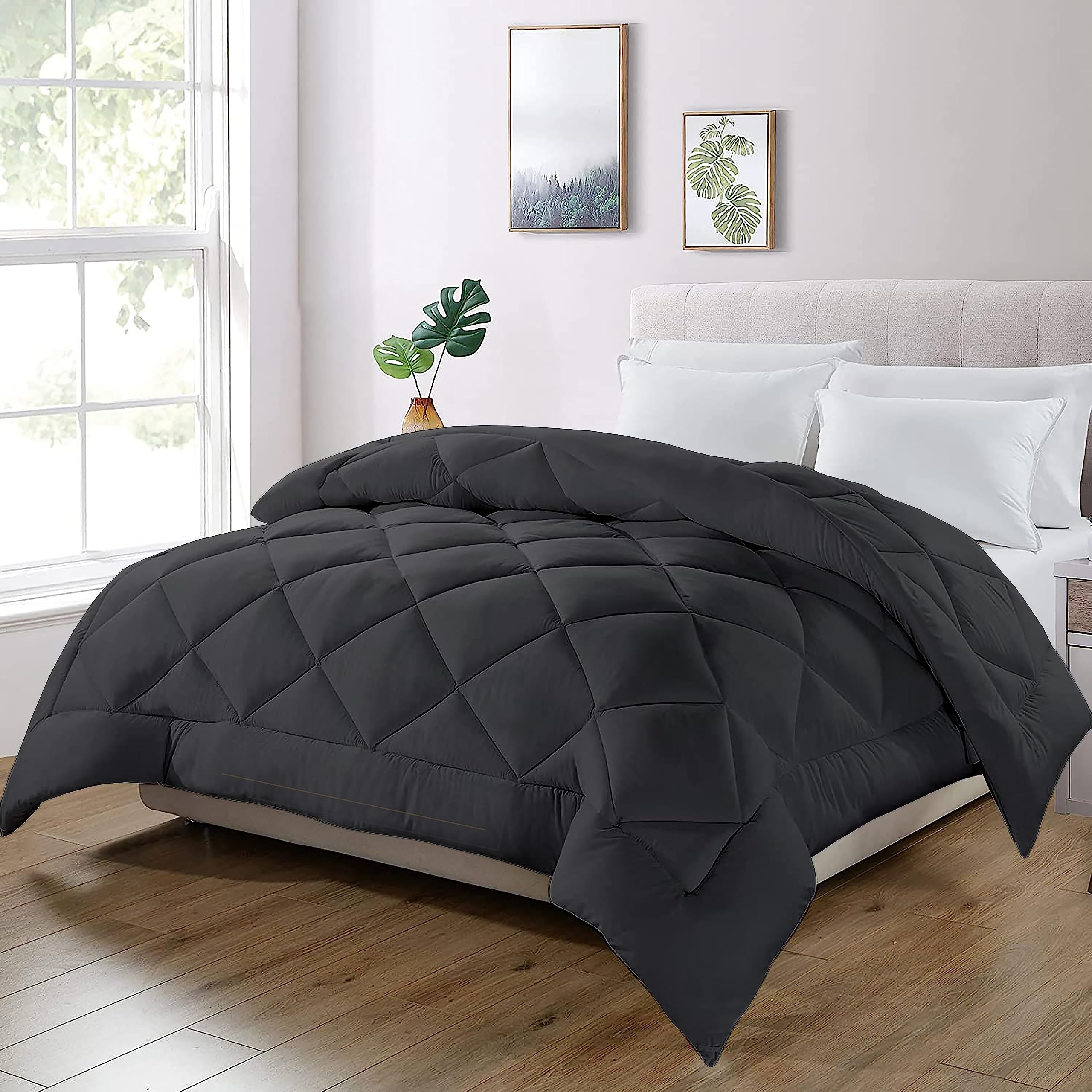 YRM Bedding's - Arctic Frost 500 GSM Winter Blanket Comforter King Size - Embrace Winter Nights with Unbeatable Warmth and Comfort King Size (92"x104") Comforter Blanket| Dark Grey