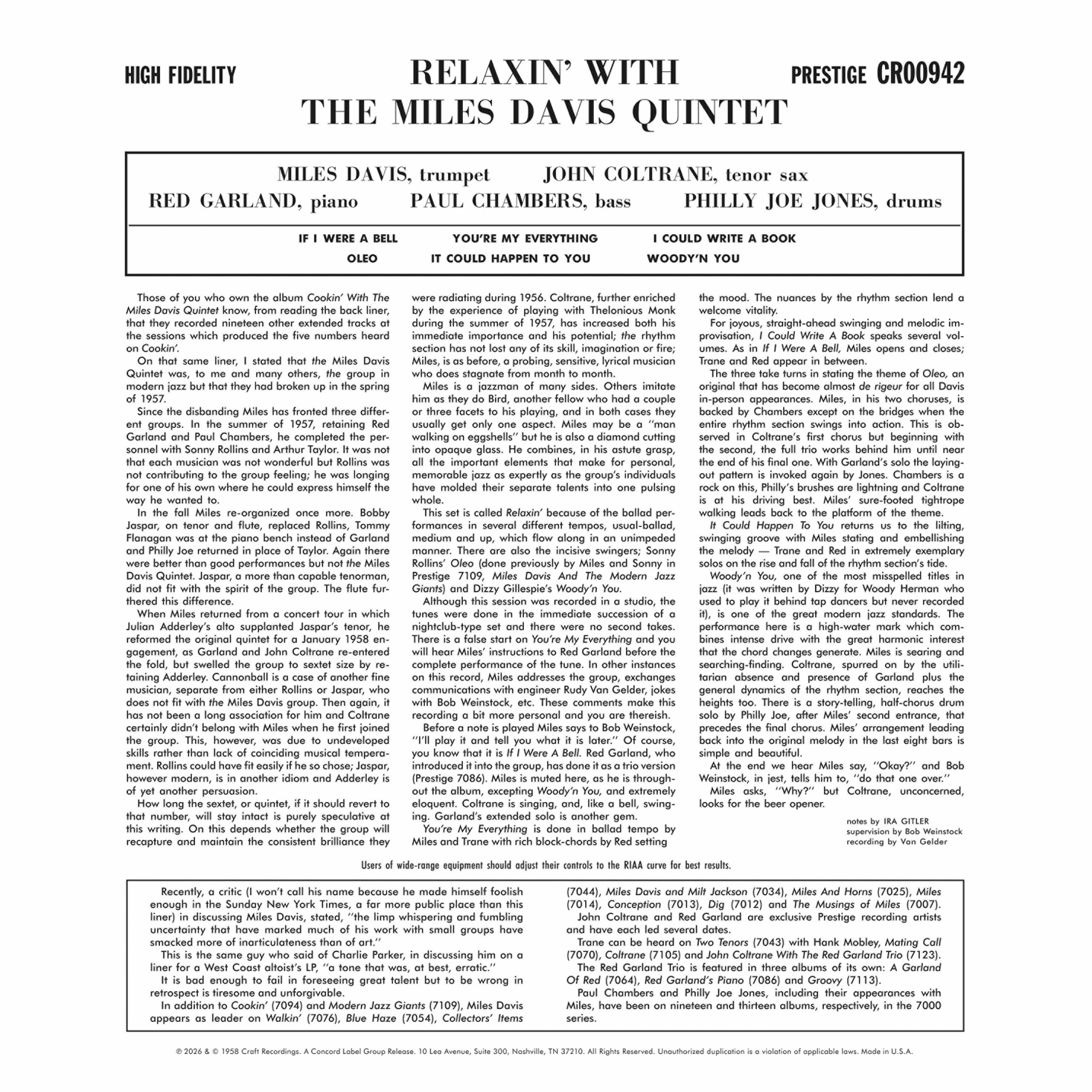 Relaxin' With The Miles Davis Quintet (Ltd.