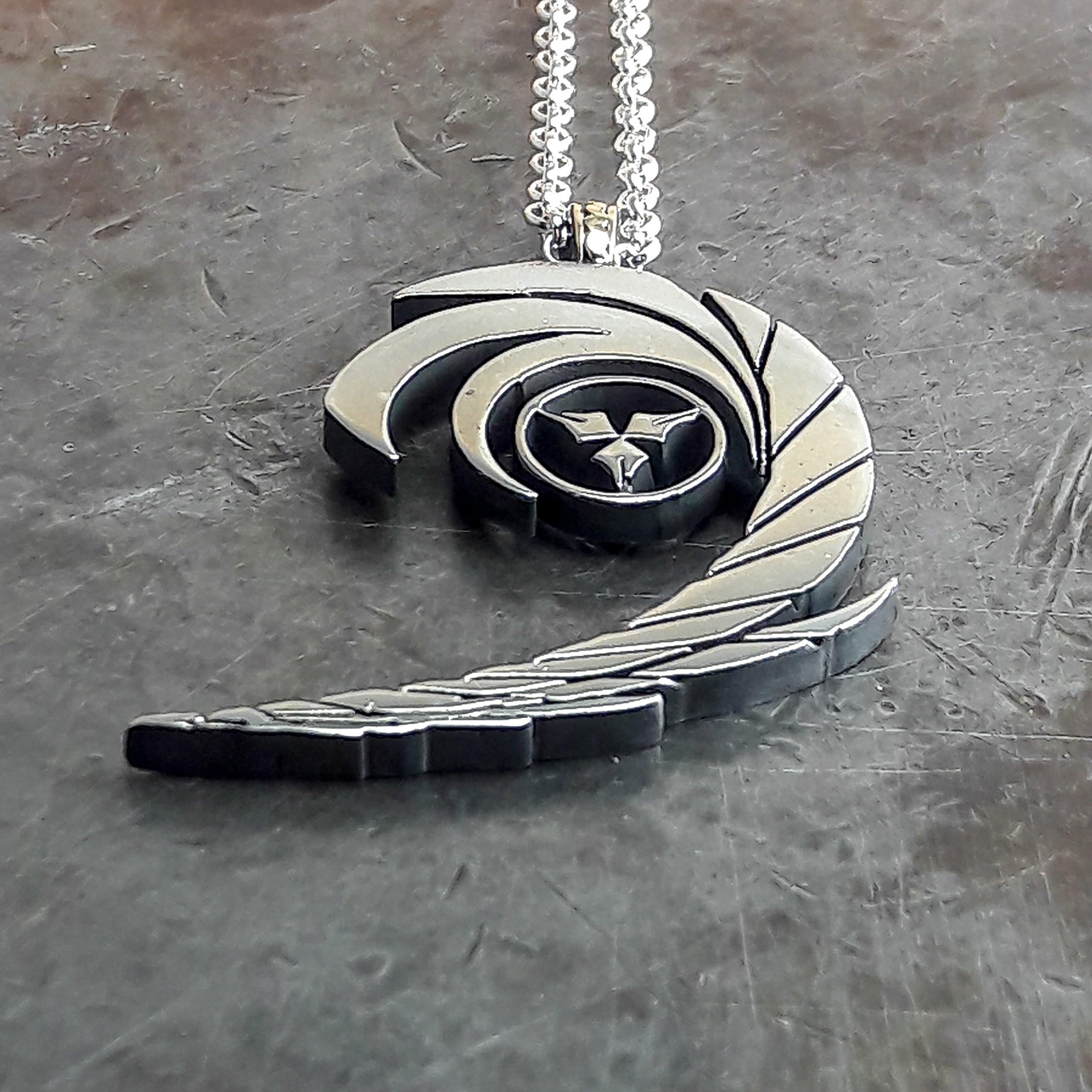 Warframe Red Veil Assassin sigil silver pendant