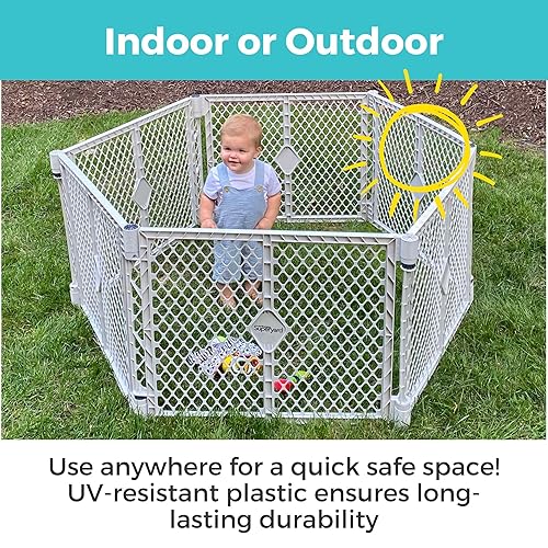 Miniatura 5 de Toddleroo by North States Superyard - Patio de juego independiente de 6 paneles, corralito para bebés para interiores o exteriores, puerta para