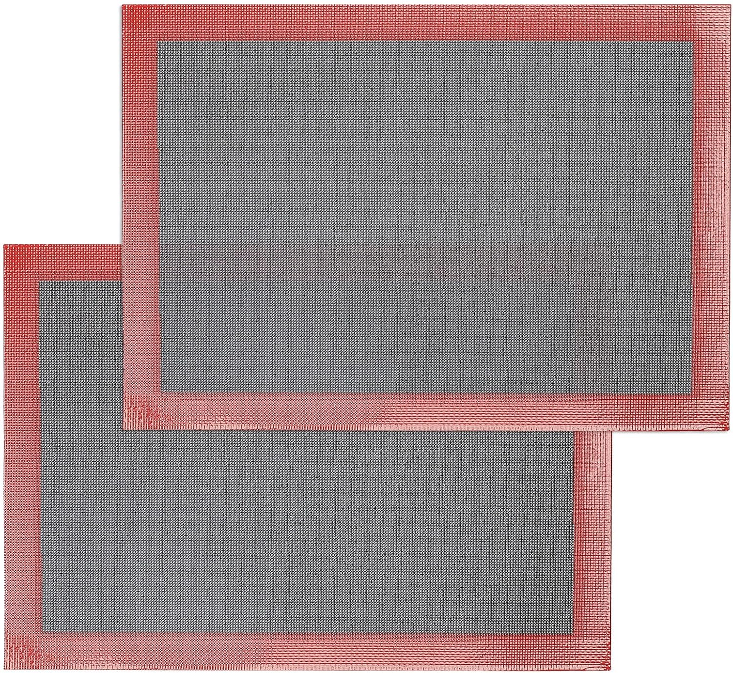 Silicone Baking Mat with Microperforated, 2 PCS Perforated Baking Mats/Oven Liners for 13" x 18" Half Sheet Pan, Reusable Air Mesh Silicone Mat for Cookie/Eclair/Bread/Pizza/Pastry