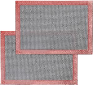 Silicone Baking Mat with Microperforated, 2 PCS Perforated Baking Mats/Oven Liners for 13" x 18" Half Sheet Pan, Reusable Air Mesh Silicone Mat for Cookie/Eclair/Bread/Pizza/Pastry
