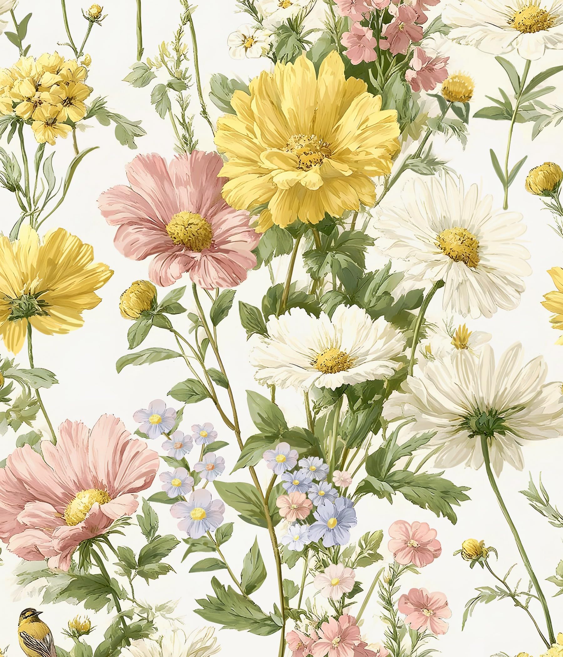 Papier peint floral beige épais et durable style vintage Laatse